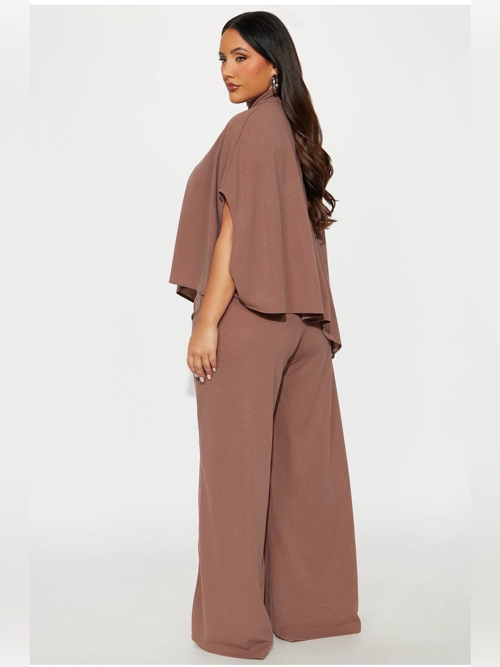 Fashion Nova Asymmetric Wide-Leg Jumpsuit in Mocha - Picture 3 of 4